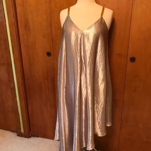 Anthropologie asymmetrical gold dress NWT
